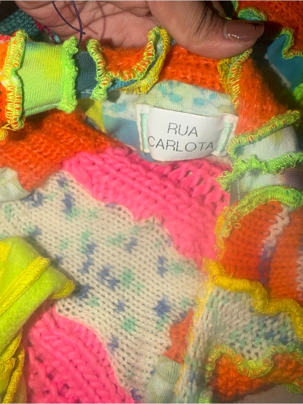 Backless Crochet Halter Dress - Neon Multi - Picture 7 of 8